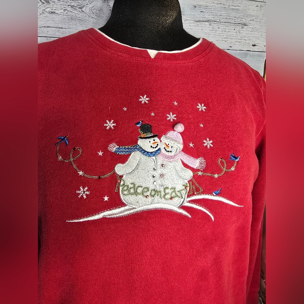 Classic Elements Festive Red Snowman Crewneck Swe… - image 4